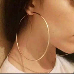 Huge Wide HOOP Gold Earrings